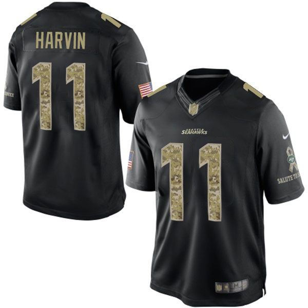 NFL Seattle Seahawks #11 Percy Harvin Salute To Service Black Jersey